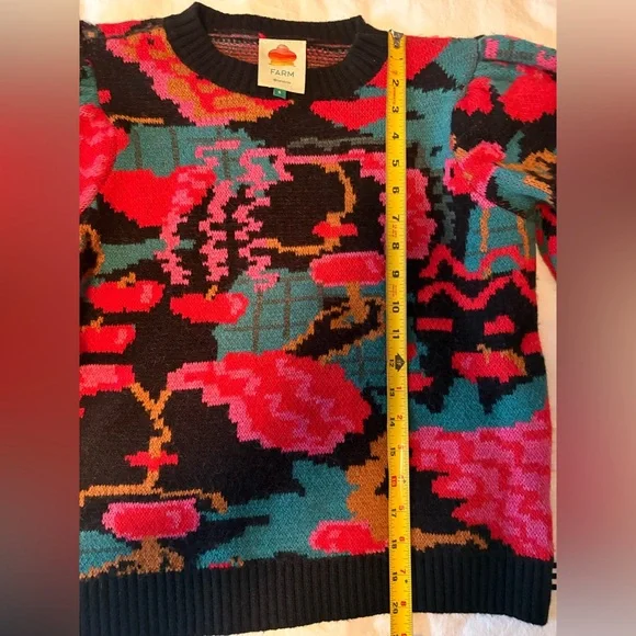 FARM Rio Women’s Lovers Apples Puff Sleeve Sweater, Multi Color, Size Small - Picture 7 of 8